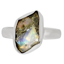Natural Ethiopian Opal Rough 925 Sterling Silver Ring s.7 Jewelry R-1001