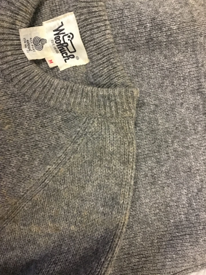 Серый свитер шетландская шерсть M ворота с подогревом тяжелый толстый винтажный Гонконг - Изображение 2 из 4