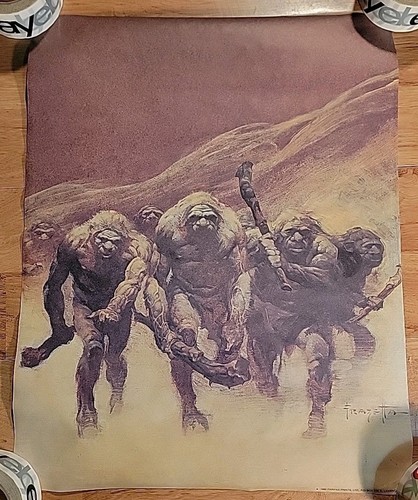 Vintage Frank Frazetta Neanderthal Cavemen Poster 18x23 Fantasy art print Ogres