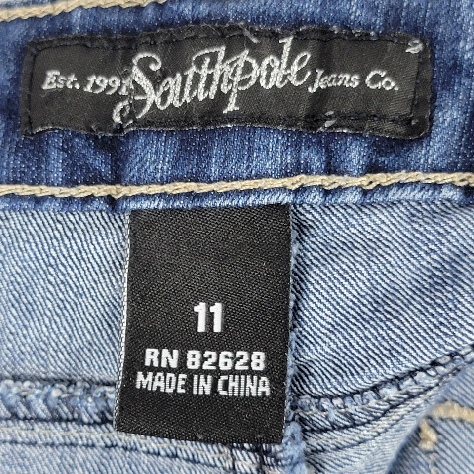 Pantalones Cortos Vaqueros Southpole Vintage Y2K Denim Talla 11 Embellecidos Distress tiro Bajo Foto 4 de 4