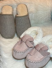 Sonoma Women  s Slippers Pink Moccasin Slip On  Fur Lined Slip-On Slippers 2pr
