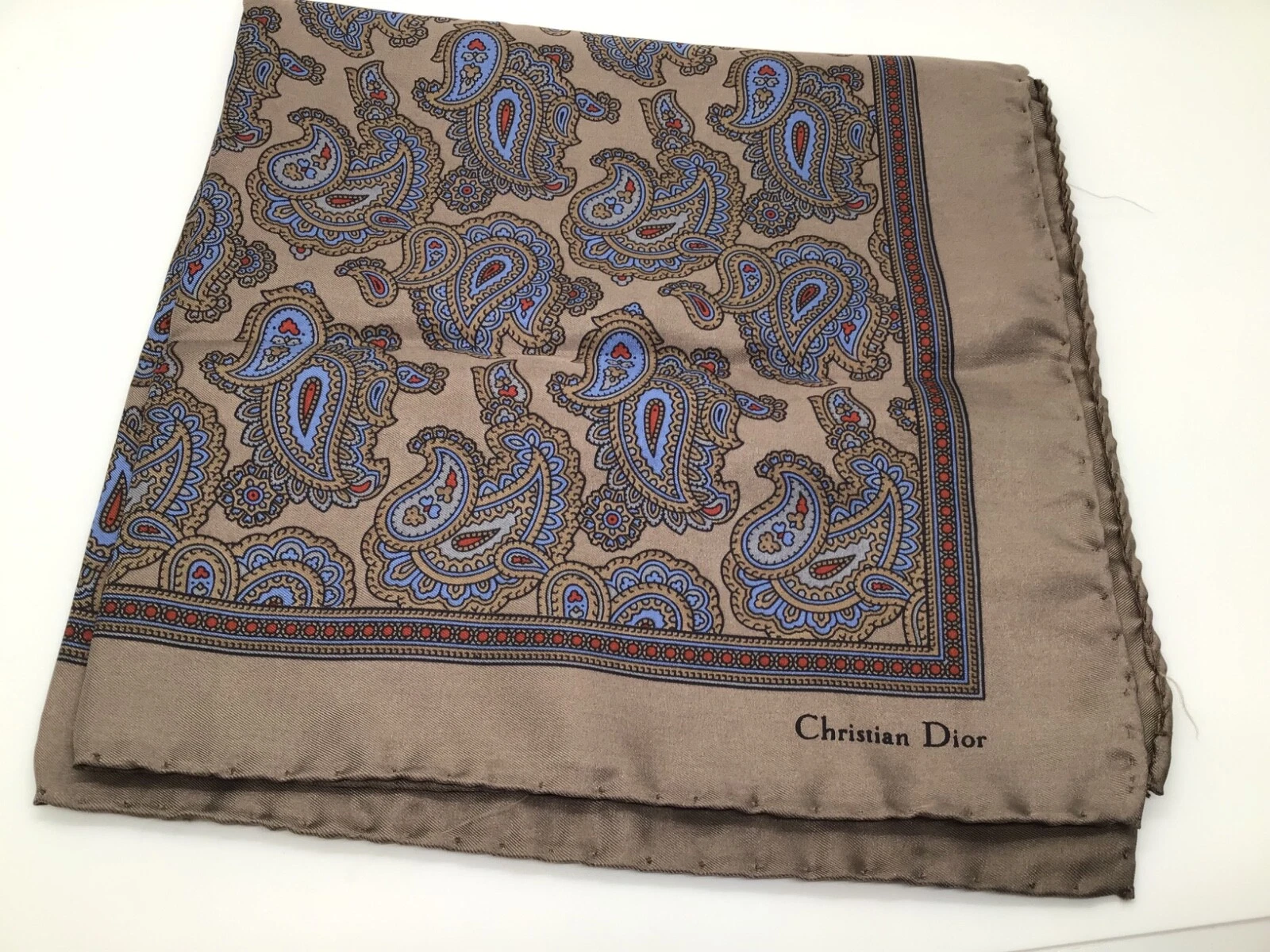 Christian Dior foulard col en soie à la main ~17