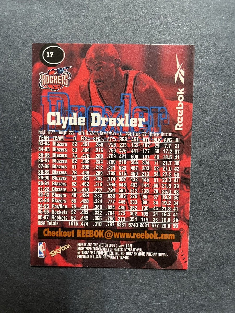 1997-1998 Skybox Premium #17 Clyde Drexler Houston Rockets NBA | eBay
