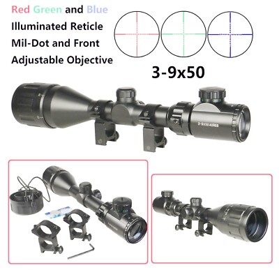 3-9x50 RGB Mil Dot. AOL Scope With Rings