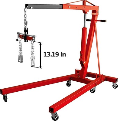 Heavy Duty Engine Hoist Leveler Cherry Picker - 1500 Lbs Capacity, Shop Crane For Car & Truck Engines
