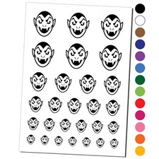 Spooky Vampire Head Halloween Temporary Tattoo Set