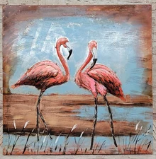 3-D Flamingo Decorative Painting 3d Relief Painting European Living Room Gift NR