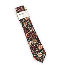 Goodfellow  Co Mens Floral Print Necktie Navy Blue Red