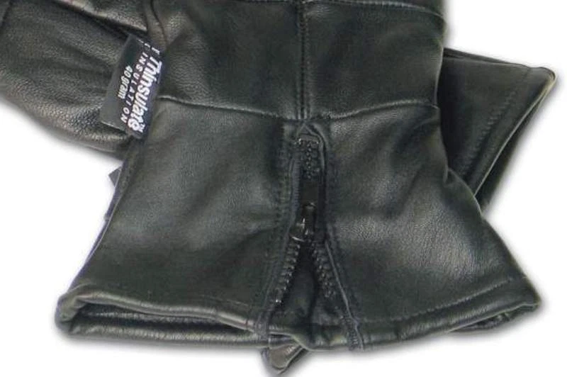 Guantes de invierno para motocicleta Guantelete de cuero liso Nuevos con forro aislante con cremallera Foto 2 de 4