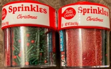 2 Pk Betty Crocker Christmas Cake Cookie Sprinkles Red Green Sugar Jingle Holly