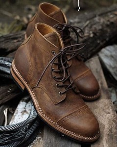 men vintage leather ankle boots
