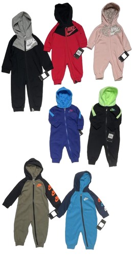NWT NIKE Baby 1-PC Hooded Long Sleeve Romper, NEW STYLES; Sizes 3M thru 24M - Picture 2 of 34