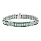 Art Deco Style Lab Created Diamond Emerald Bracelet Best Gift 14K White Gold FN
