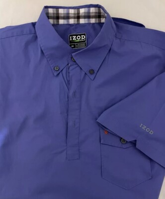 Mens Large IZOD Golf Short Sleeve Polo Shirt 1/4 Button Up