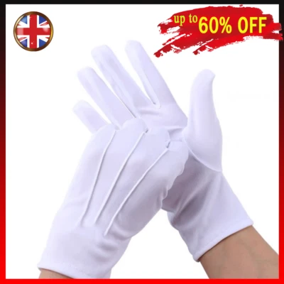 White Formal Short Gloves Tuxedo Guard Parade Santa Fancy Dress Mens Women UK