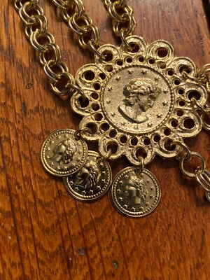 Vintage Chunky Chain Belt Coin Medallion Multi Strand Boho  display picture 2