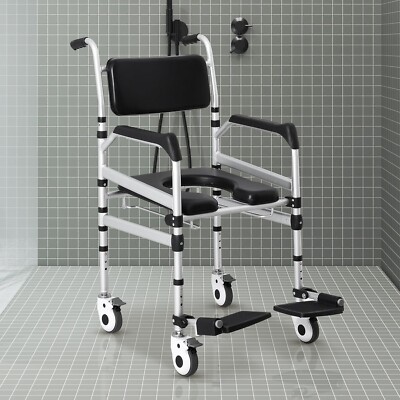 Transport Shower Chair in Bedside Commode Wheelchair