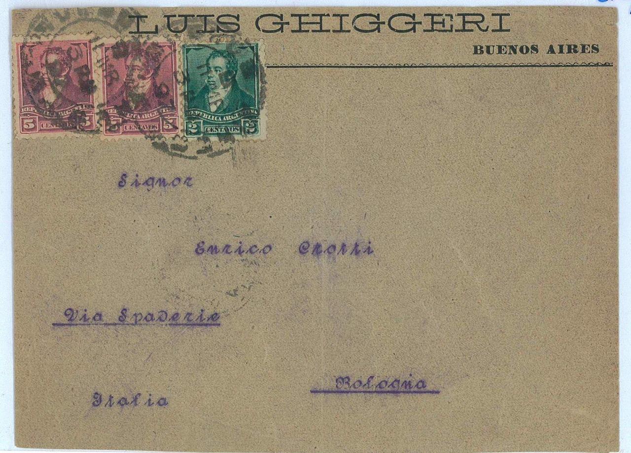 aa3077 - ARGENTINA - POSTAL HISTORY -  EARLY COVER from B AIRES to ITALY 1897