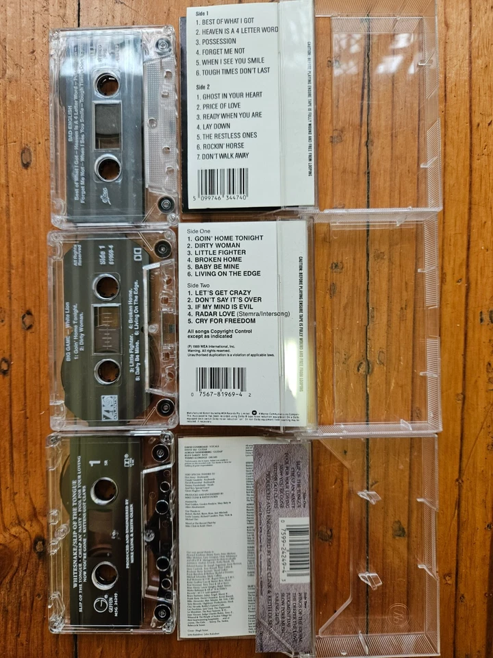 3 x ALBUMS BAD ENGLISH S/t +WHITE LION Big Game + WHITESNAKE Slip. CASSETTE TAPE - Image 2 of 4