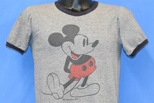 vintage 80s MICKEY MOUSE RINGER GRAY BLACK DISNEY SOFT t-shirt SMALL S