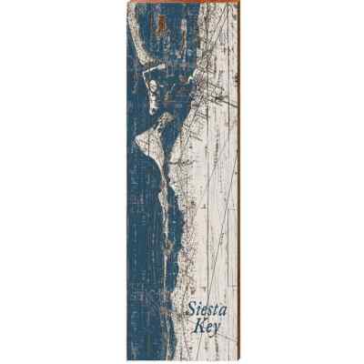 SIESTA KEY,  FLSign Printed On Real pine Wood 3.75'' x 12'' Latitude Longitude Map