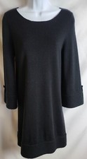 Alice + Olivia 100% Wool Sweater Dress Black Long Ribbed Cuff Sleeve/Edge EUC
