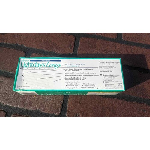 Kotex Lightdays Longs 18 Unscented Pantiliners Vintage 1988 USA Kimberly Clark - Picture 3 of 4