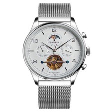 PARNIS Herren 43mm Automatische Armbanduhren Uhr Datumsanzeige Mechanisch