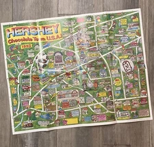 VINTAGE Hershey, PA Souvenir Map & Poster Brochure - 1992 Amusement Park Guide