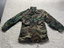 Vintage US Army Cold Weather Field Jacket Coat Lined Woodland Camo Small Regular