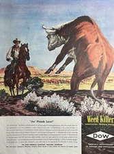 1946 Dow Chemicals Agriculture Division Weed Killer Midland Steer VTG Print Ad