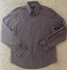 Men s Express Design Studio Navy Check Button Down Shirt Size M