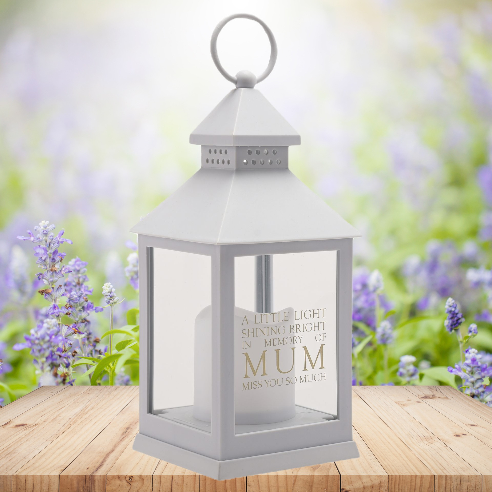 B&Q - Gifts In Memory Of Mum Memorial LanternGrey Hammered Finish27.5 X 10.4 Cm - Image 3