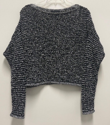 SARAH PACINI Cropped Top - Black/White, Crochet, Long Sleeve, One Size