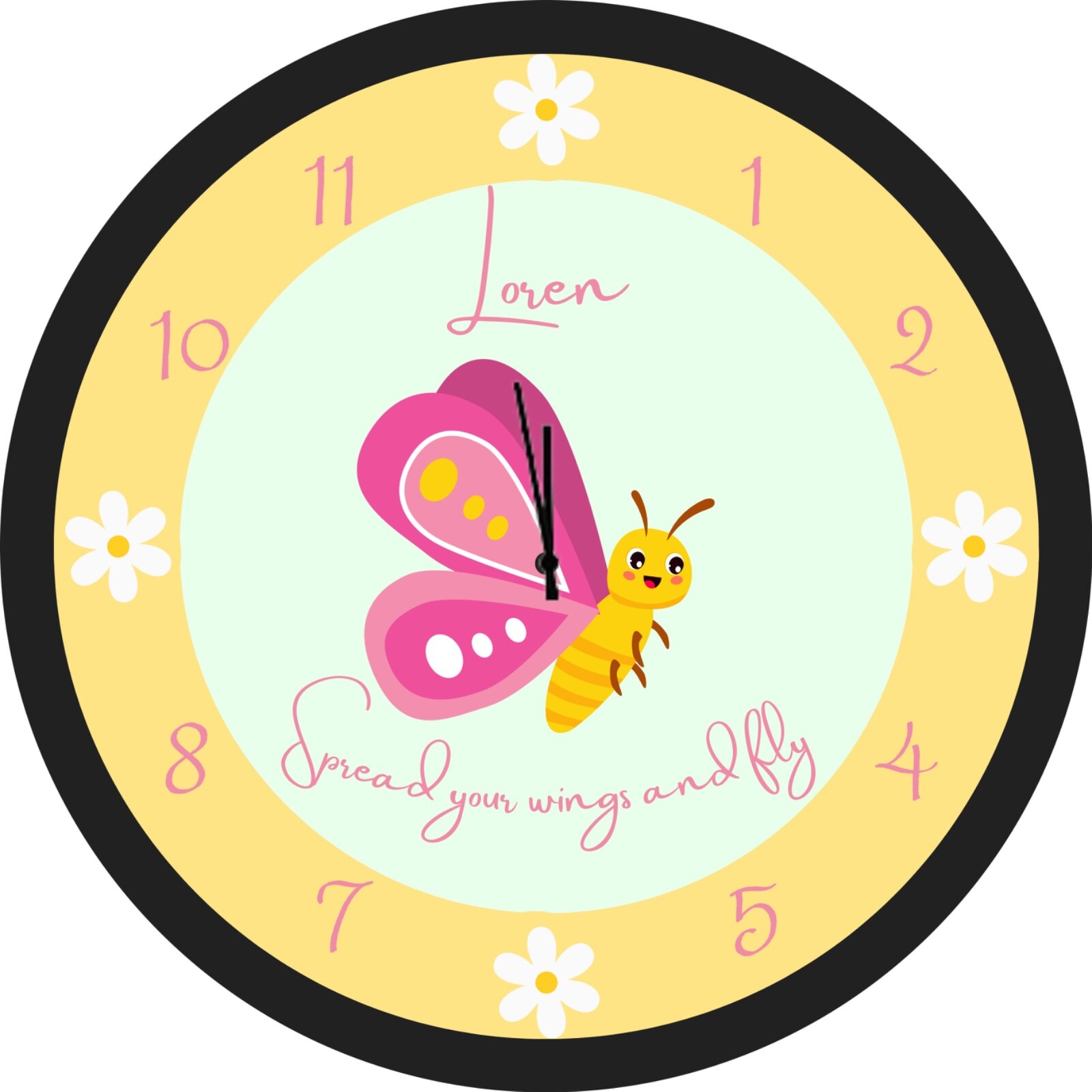 Personalized Clock -Butterfly Clock, Butterflies, Little Girls Room, Kids Decor