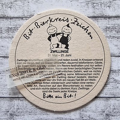 Bit beer circle sign twins Bitburger beer mat advertising decoration zodiac sign