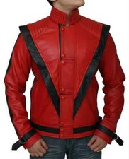 Men’s Red Genuine Leather Biker Jacket – Michael Jackson Thriller Style