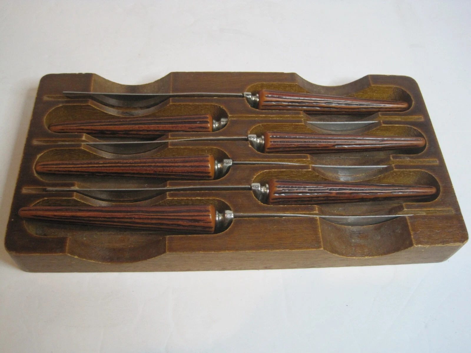 VTG REGENT Elegant Cutlery Steak Knives Sheffield Stainless Steel X6 faux bone