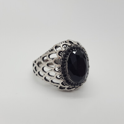 Fashion Ring Signet Stainless Steel 8mm Onyx Black Stone Men/Women Size 6-13 #67