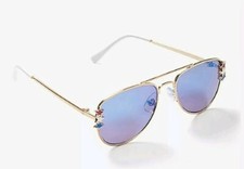 Justice Girls Sunglasses Metallic Gold Frames w Stars Red White Blue new