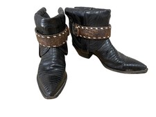 Upcycled &amp; Upstyled Alligator Print Leather Boho Gypsy Ankle Boots Women’s 5.5