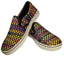 Bernie Mev Verona Slip On Sneakers Black Multi Woven Womans Size 39 Rainbow New
