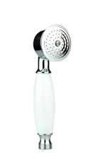 Traditional Bathroom Shower Handset Hand Held Chrome Head Ceramic Handle 