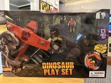 13 Piece Dinosaur Play Set with Light Sound T Rex Tyrannosaurus Green -