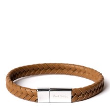 Paul Smith Braided Leather Bracelet Tan