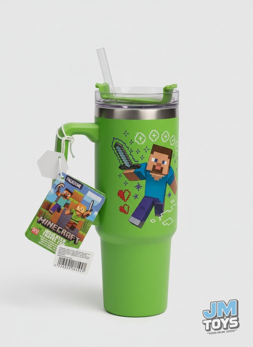 MINECRAFT STEVE AND CREEPER Paladone Purple Insulated Cup and Straw 900ml