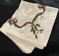 Lenox Dinner Napkin Holiday Nouveau Xmas Plaid Gold Ribbon 20"  12 Available NEW