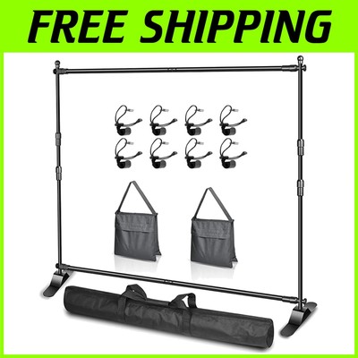 10x8ft Adjustable Photo Backdrop Stand - Heavy Duty Metal Base Included