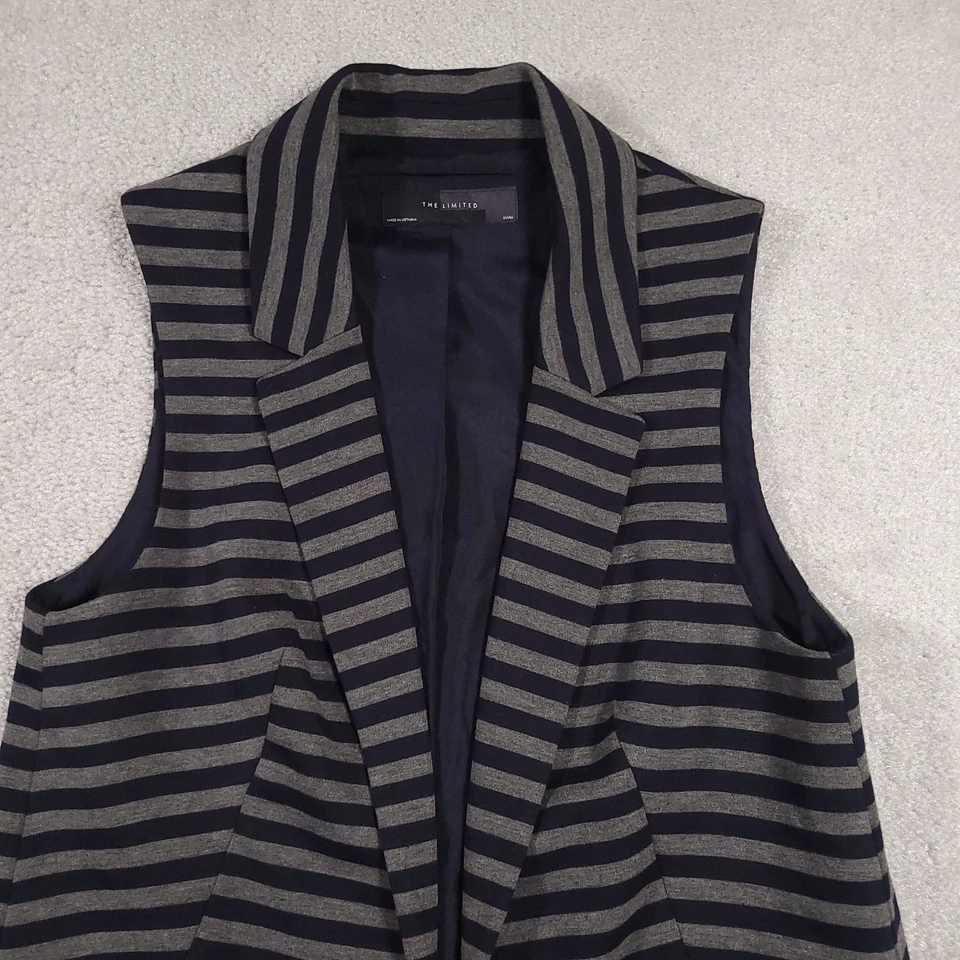 Chaleco Blazer The Limited Long Line Sin Mangas Frente Abierto Plumero Para Mujer Pequeño Foto 3 de 4