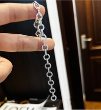 REAL VVS MOISSANITE Round Tennis Chain Bracelet - Men Women 925 Sterling Silver